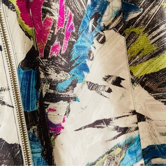 Chico’s woman blazer jacket size 3 Large full zip abstract 100% cotton - Picture 4 of 8